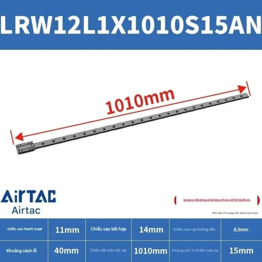 Ray trượt tuyến tính mini bản rộng LRW12L1X1010S15AN - Ảnh 2
