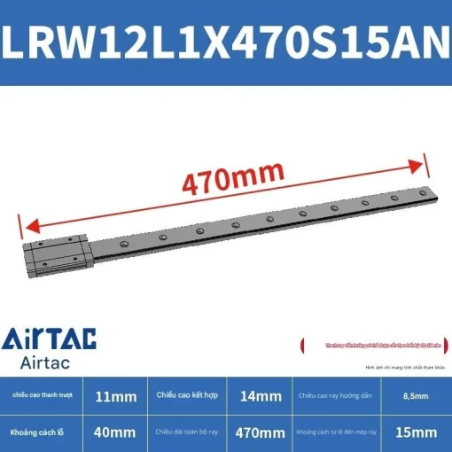 Ray trượt tuyến tính mini bản rộng LRW12L1X470S15AN - Ảnh 2