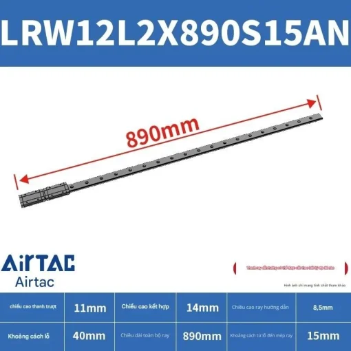 Ray trượt tuyến tính mini bản rộng LRW12L2X890S15AN - Ảnh 2