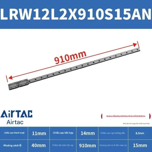 Ray trượt tuyến tính mini bản rộng LRW12L2X910S15AN - Ảnh 2