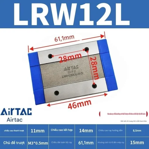Ray trượt tuyến tính mini bản rộng LRW12L - Ảnh 2