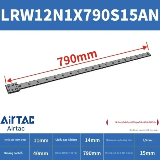 Ray trượt tuyến tính mini bản rộng LRW12N1X790S15AN - Ảnh 2