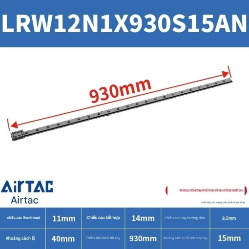 Ray trượt tuyến tính mini bản rộng LRW12N1X930S15AN - Ảnh 2