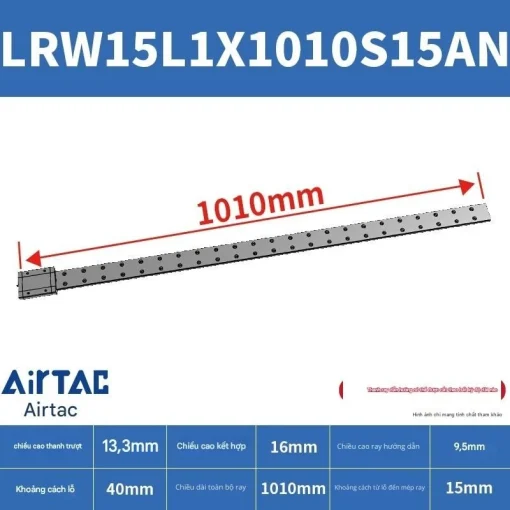 Ray trượt tuyến tính mini bản rộng LRW15L1X1010S15AN - Ảnh 2
