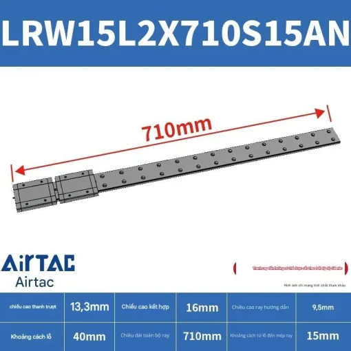 Ray trượt tuyến tính mini bản rộng LRW15L2X710S15AN - Ảnh 2