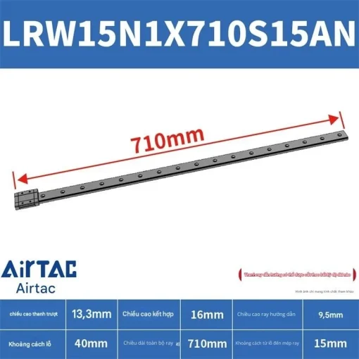 Ray trượt tuyến tính mini bản rộng LRW15N1X710S15AN - Ảnh 2