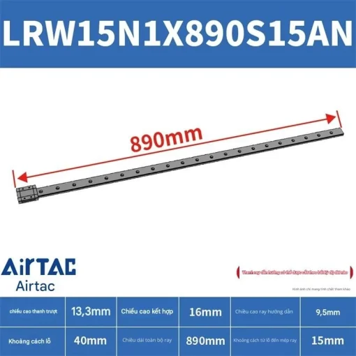 Ray trượt tuyến tính mini bản rộng LRW15N1X890S15AN - Ảnh 2