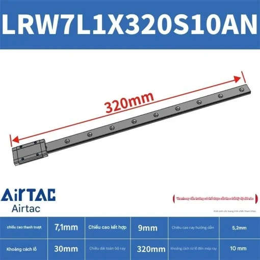 Ray trượt tuyến tính mini bản rộng LRW7L1X320S10AN - Ảnh 2