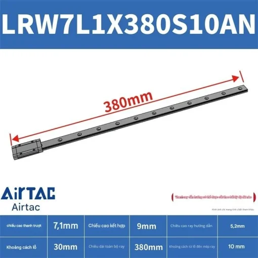 Ray trượt tuyến tính mini bản rộng LRW7L1X380S10AN - Ảnh 2