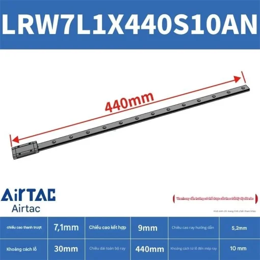 Ray trượt tuyến tính mini bản rộng LRW7L1X440S10AN - Ảnh 2
