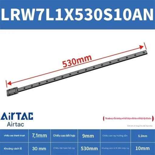 Ray trượt tuyến tính mini bản rộng LRW7L1X530S10AN - Ảnh 2