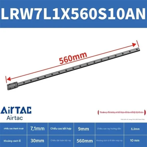 Ray trượt tuyến tính mini bản rộng LRW7L1X560S10AN - Ảnh 2