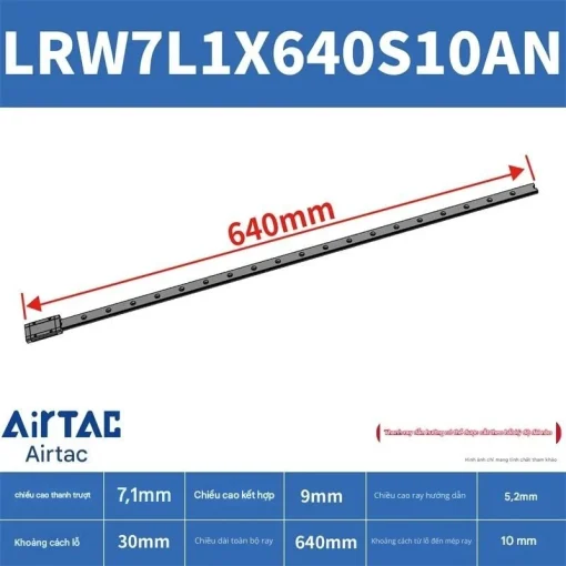 Ray trượt tuyến tính mini bản rộng LRW7L1X640S10AN - Ảnh 2