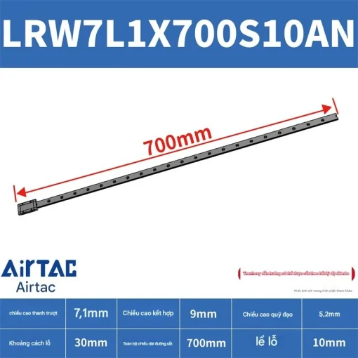 Ray trượt tuyến tính mini bản rộng LRW7L1X700S10AN - Ảnh 2