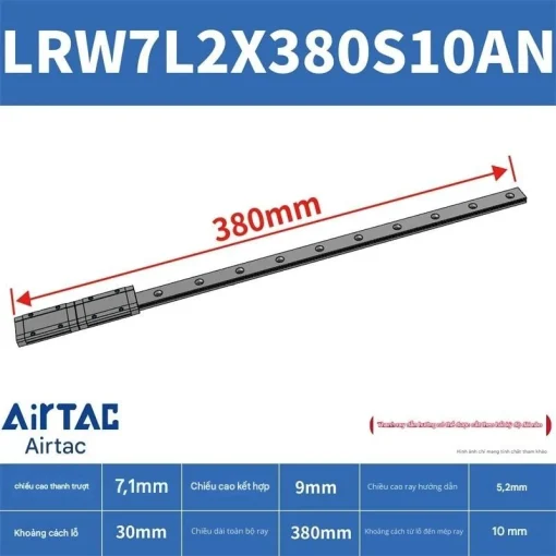 Ray trượt tuyến tính mini bản rộng LRW7L2X380S10AN - Ảnh 2