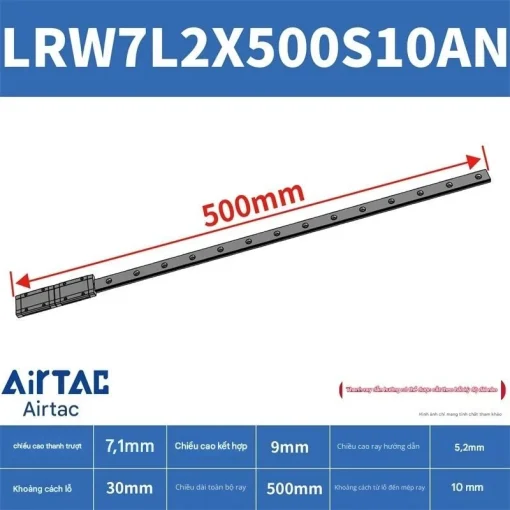 Ray trượt tuyến tính mini bản rộng LRW7L2X500S10AN - Ảnh 2