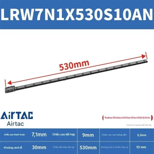 Ray trượt tuyến tính mini bản rộng LRW7N1X530S10AN - Ảnh 2