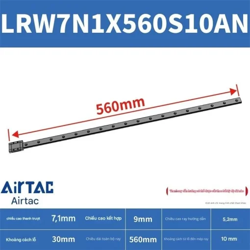 Ray trượt tuyến tính mini bản rộng LRW7N1X560S10AN - Ảnh 2