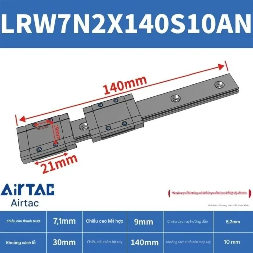 Ray trượt tuyến tính mini bản rộng LRW7N2X140S10AN - Ảnh 2