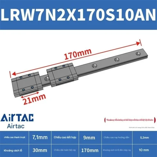 Ray trượt tuyến tính mini bản rộng LRW7N2X170S10AN - Ảnh 2