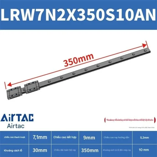 Ray trượt tuyến tính mini bản rộng LRW7N2X350S10AN - Ảnh 2