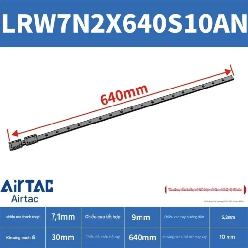 Ray trượt tuyến tính mini bản rộng LRW7N2X640S10AN - Ảnh 2