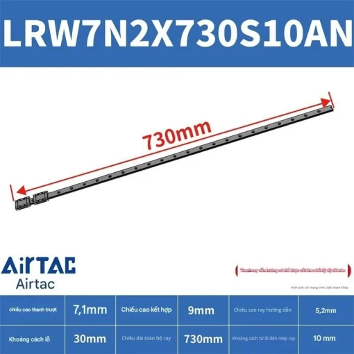 Ray trượt tuyến tính mini bản rộng LRW7N2X730S10AN - Ảnh 2
