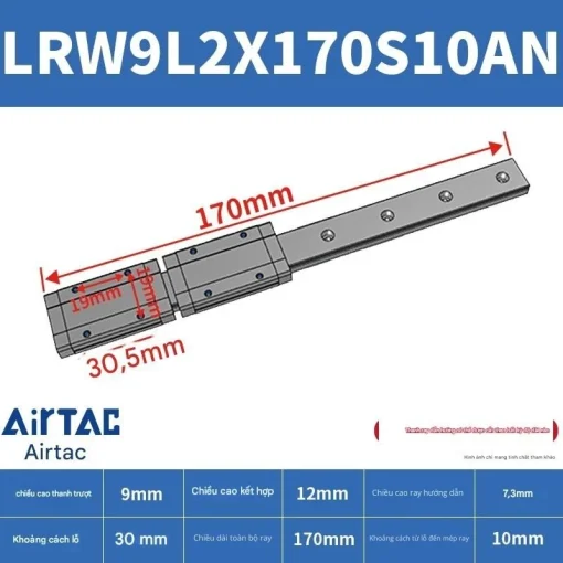 Ray trượt tuyến tính mini bản rộng LRW9L2X170S10AN - Ảnh 2