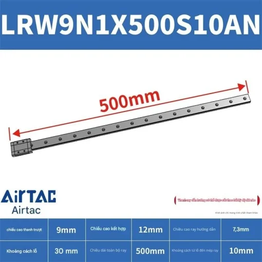 Ray trượt tuyến tính mini bản rộng LRW9N1X500S10AN - Ảnh 2