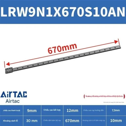 Ray trượt tuyến tính mini bản rộng LRW9N1X670S10AN - Ảnh 2