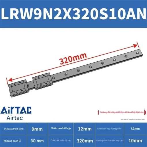 Ray trượt tuyến tính mini bản rộng LRW9N2X320S10AN - Ảnh 2
