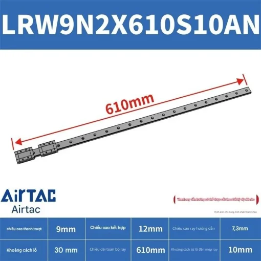 Ray trượt tuyến tính mini bản rộng LRW9N2X610S10AN - Ảnh 2