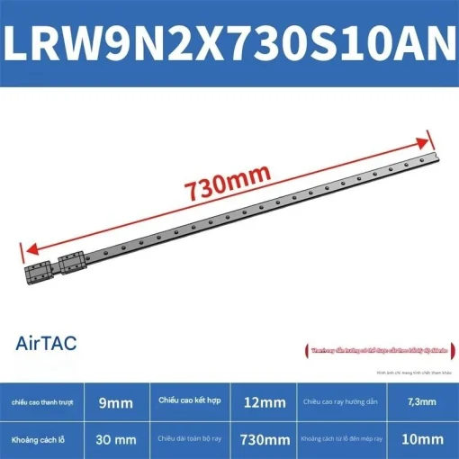 Ray trượt tuyến tính mini bản rộng LRW9N2X730S10AN - Ảnh 2