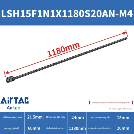 Thanh trượt vuông tiêu chuẩn LSH15F1N1X1180S20AN-M4 - Ảnh 2