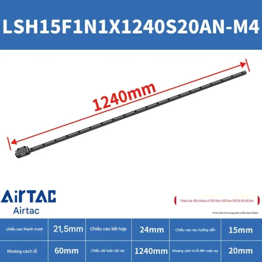 Thanh trượt vuông tiêu chuẩn LSH15F1N1X1240S20AN-M4 - Ảnh 2