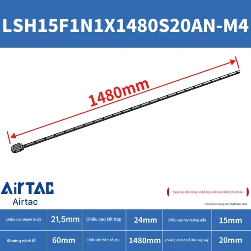 Thanh trượt vuông tiêu chuẩn LSH15F1N1X1480S20AN-M4 - Ảnh 2