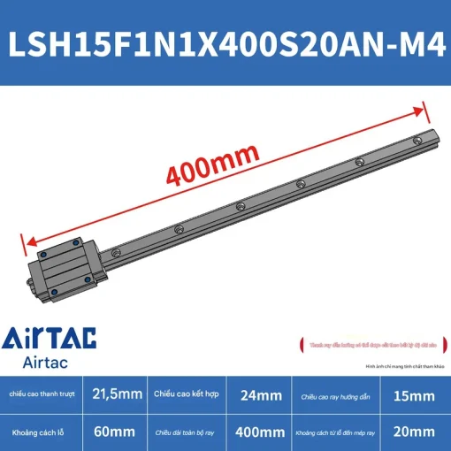 Thanh trượt vuông tiêu chuẩn LSH15F1N1X400S20AN-M4 - Ảnh 2