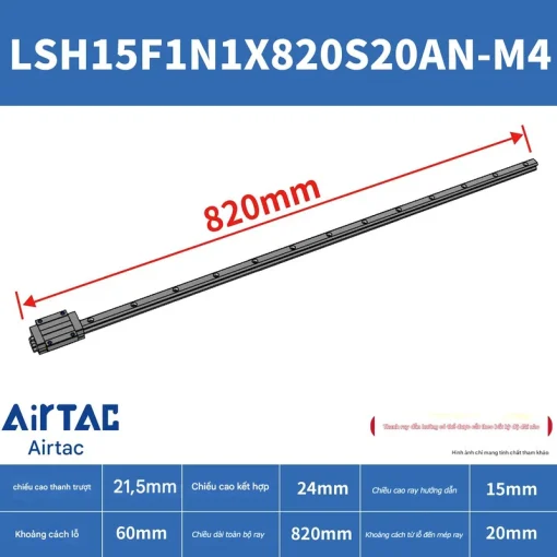 Thanh trượt vuông tiêu chuẩn LSH15F1N1X820S20AN-M4 - Ảnh 2