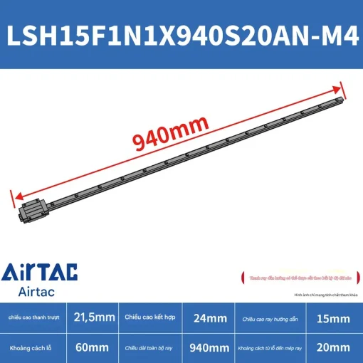 Thanh trượt vuông tiêu chuẩn LSH15F1N1X940S20AN-M4 - Ảnh 2