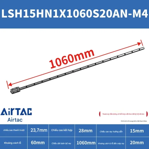 Thanh trượt vuông tiêu chuẩn LSH15HN1X1060S20AN-M4 - Ảnh 2