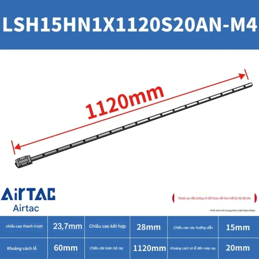 Thanh trượt vuông tiêu chuẩn LSH15HN1X1120S20AN-M4 - Ảnh 2