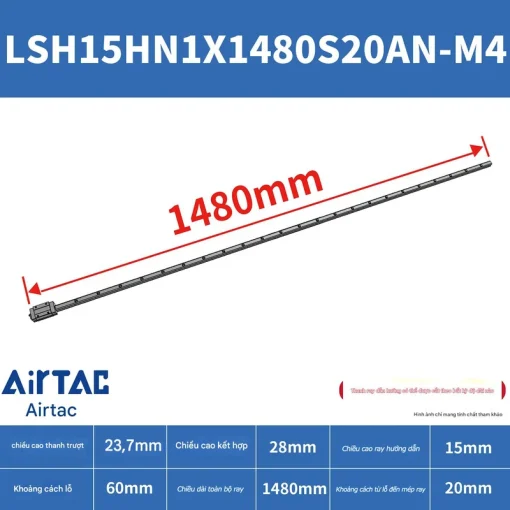 Thanh trượt vuông tiêu chuẩn LSH15HN1X1480S20AN-M4 - Ảnh 2