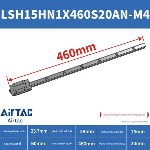 Thanh trượt vuông tiêu chuẩn LSH15HN1X460S20AN-M4 - Ảnh 2