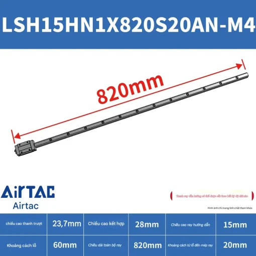 Thanh trượt vuông tiêu chuẩn LSH15HN1X820S20AN-M4 - Ảnh 2