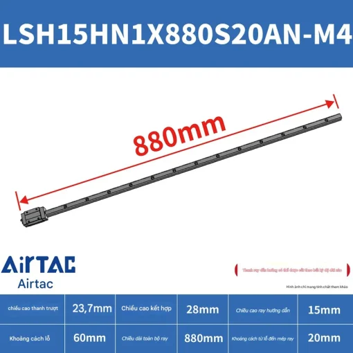Thanh trượt vuông tiêu chuẩn LSH15HN1X880S20AN-M4 - Ảnh 2