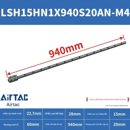 Thanh trượt vuông tiêu chuẩn LSH15HN1X940S20AN-M4 - Ảnh 2