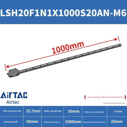 Thanh trượt vuông tiêu chuẩn LSH20F1N1X1000S20AN-M6 - Ảnh 2