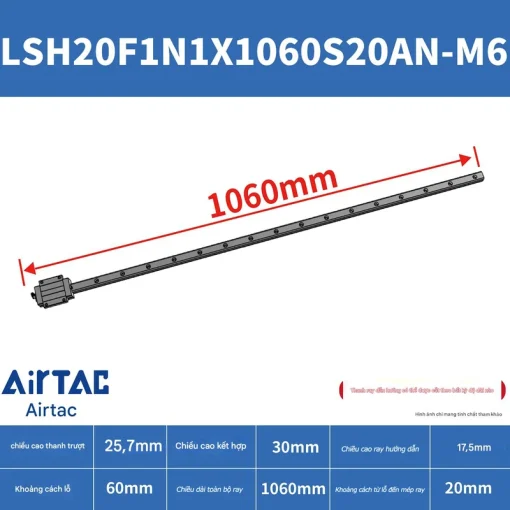 Thanh trượt vuông tiêu chuẩn LSH20F1N1X1060S20AN-M6 - Ảnh 2