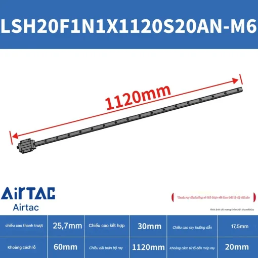 Thanh trượt vuông tiêu chuẩn LSH20F1N1X1120S20AN-M6 - Ảnh 2