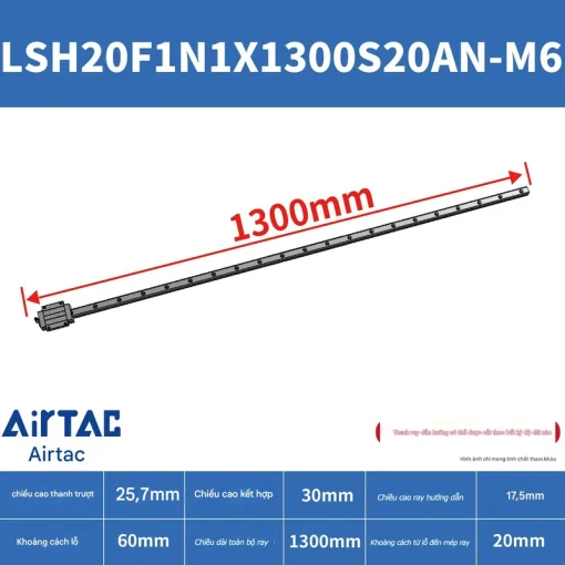 Thanh trượt vuông tiêu chuẩn LSH20F1N1X1300S20AN-M6 - Ảnh 2